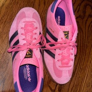 Adidas Pink and Black Suede Gazelle Sneakers